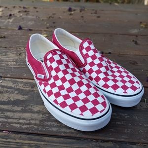 Checkered slip-on vans (never worn)